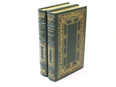 Canterbury Tales  Chaucer (2-Vol Set) Franklin Library Great Books 1983 Leather-image