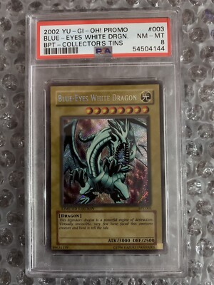 YUGIOH BPT-003 BLUE EYES WHITE DRAGON SECRET RARE HOLO FOIL CARD PSA 8 NM-MT-image
