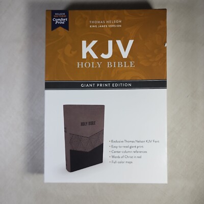 KJV Holy Bible Giant Print Red Letter Edition New In Box Faux Leather Christian-image