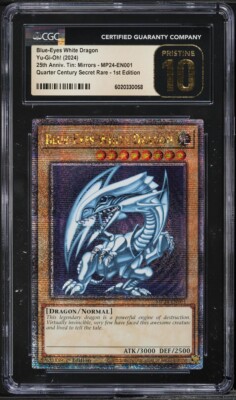 2024 Yu-Gi-Oh! Blue-Eyes White Dragon MP24-EN001 CGC 10 PRISTINE-image
