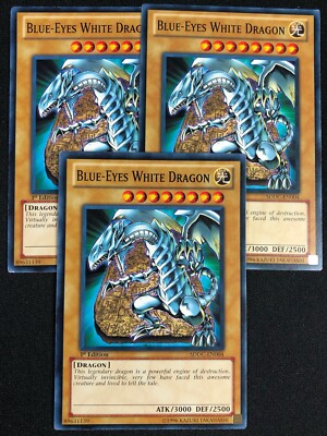 YUGIOH BLUE EYES WHITE DRAGON SDDC-EN004 1ST COMMON X3 (LP)-image