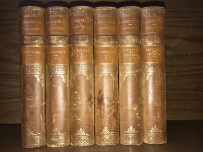 LEATHER Set; WORKS WILLIAM SHAKESPEARE! Complete ORIGINAL BINDINGS! 1883-image