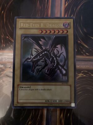 Red Eyes Black Dragon SDJ-001 Rare Holo Yugioh Card Near Mint-image