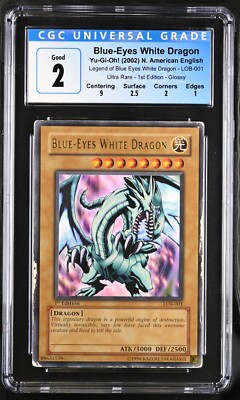 Blue-Eyes White Dragon LOB-001 1st Edition Glossy CGC 2 North American-image