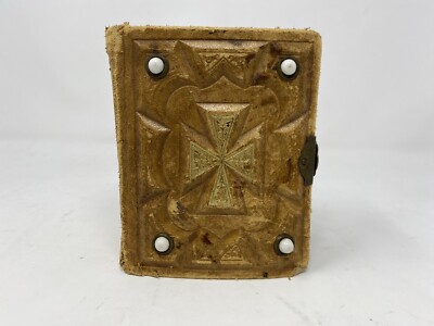 Antique 1890's Leather Bound Album Book Family Photographs Tintype Stones Latch-image