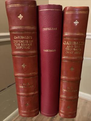Leather Book Set: Trevelyan GARIBALDI And The Thousand, Defenses Of Roman, Italy-image