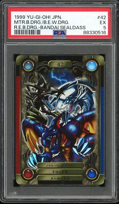 PSA 5 - 1999 YU-GI-OH! JAPANESE BANDAI SEALDASS 42 RED-EYES B DRAGON BLUE-EYES-image