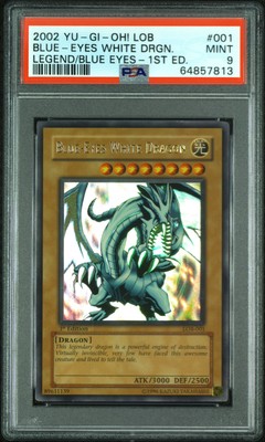 2002 Yu-Gi-Oh! LOB Blue-Eyes White Dragon #LOB-001 1st Edition PSA 9-image