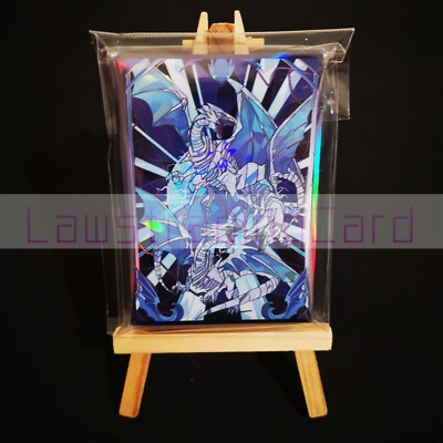 Yugioh - Blue Eyes White Dragon Foil Card Sleeves 63mm X 90mm 50ct-image