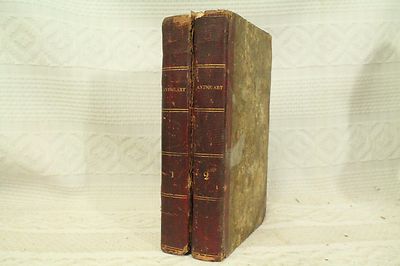 lot 2 volume set antique old leather books The Antiquary 1820 Gothic Novel -image