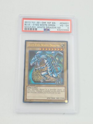 2013 Yugioh SDBE-EN001 Blue Eyes White Dragon Ultra Rare Holo 1st Edition PSA 4-image