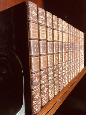 ZAEHNSDORF Fine Signed LEATHER BINDINGS Robert Browning 17 vols Poetical Works-image