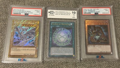 YU-GI-OH! GRADED CARD LOT PSA 9 Dark Magician Ultimate Rare PSA 9 Blue Eyes DSOD-image