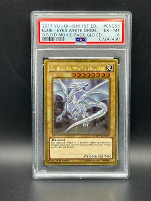 Yugioh PSA 6 EX-MT Blue-Eyes White Dragon MVP1-ENG55 Gold Rare 1st Edition #7460-image