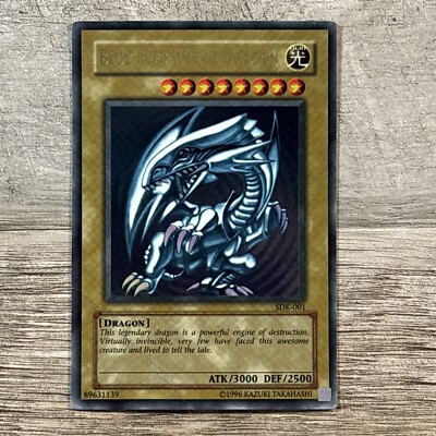 Yugioh! - Blue-Eyes White Dragon - SDK-001 - Ultra Rare - Big Crease On Corner-image