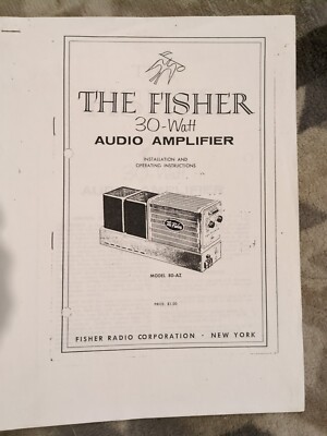 Copy of Service Manual Guide For FISHER 80 AZ 30-watt Audio Amplifier-image