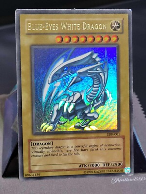 2002 Yugioh Blue-Eyes White Dragon SDK-001 Ultra Rare Wavy Faded Konami MP-image