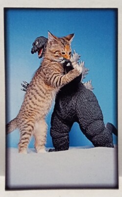 Magnet #22 Cat & Godzilla Toy BFF Hugs Brothers-image
