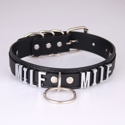 Collar Pu Leather DIY Circle Pendant Necklace Custom SPANK ME Choker BDSM Gift-image