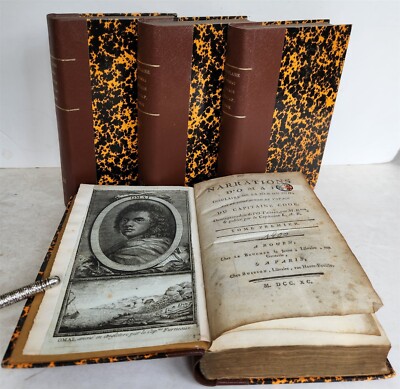 1790 TRAVELS of CAPTAIN JAMES COOK 4 VOLUMES SET antique in FRENCH-image