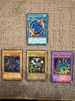 Yu-gi-oh Red eyes black dragon, Summoned skull, Black Skull Dragon 4 card lot-image