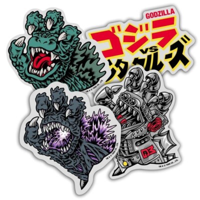 4 Santa Cruz Skateboard Stickers. Screaming Hand Godzilla Version. Soldout.-image