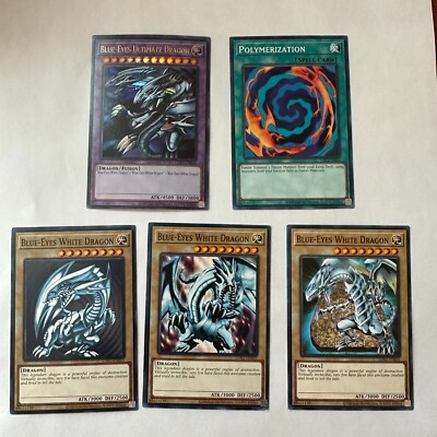 YUGIOH TCG! Blue Eyes White Dragon x3 + Ultimate Dragon Poly 5 CARD SET LDK2 NM-image