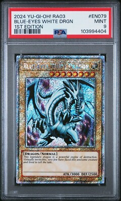2024 Yu-Gi-Oh! Blue-Eyes White Dragon RA03-EN079 Platinum Secret Rare PSA 9-image