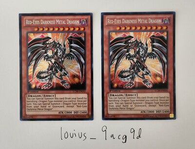 Yu-Gi-Oh! 2x Red-Eyes Darkness Metal Dragon LCJW-EN050 Secret Rare 1st Edition-image