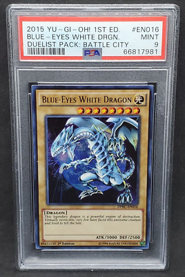 Yugioh PSA 9 MINT Blue-Eyes White Dragon DPBC-EN016 1st Edition Ultra Rare-image