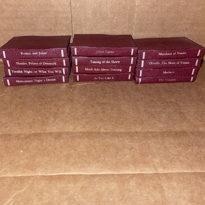 William Shakespeare 12 Miniature Gold Gilt Leather Bound Books Knickerbocker Co-image