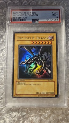 2003 Yu-Gi-Oh! SDJ 1st Edition Red-Eyes Black Dragon SDJ-001 PSA 9 MINT Low Pop-image