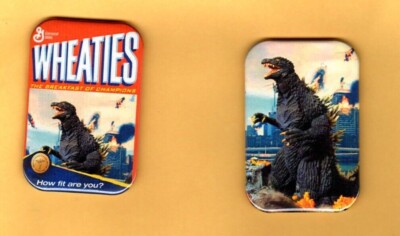GODZILLA     2  MAGNETS OR , PINBACK 2
