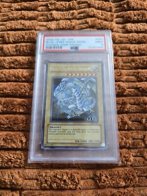 Psa 9 Blue-Eyes White Dragon Shonen Jump Promo JMP-001 Yugioh 2002 English-image