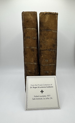 French 1868 LOUIS XVII Leather Paris Tome 1 & 2 Set of Two - Roger Guillemin 77-image
