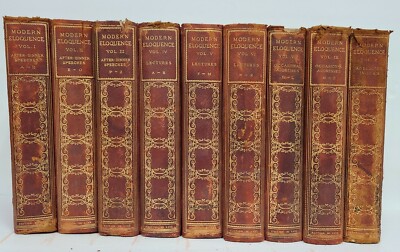 Thomas B Reed Ed Modern Eloquence 1900 Red Leather Bound 10 Volume Set -image