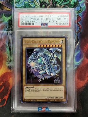 2015 Yu-Gi-Oh 1st Edition Blue-Eyes White Dragon DPBC-EN016 Ultra Rare PSA 8-image