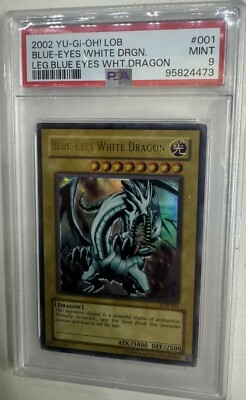 2002 Yu-Gi-Oh! LOB-001 Blue-eyes White Dragon PSA 9 MINT Yugioh-image