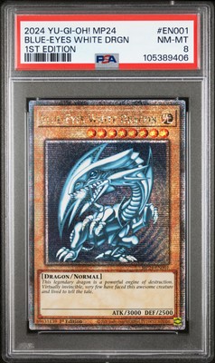 2024 YU-GI-OH! MP24-25TH ANV TIN: DUELING MIRRORS BLUE-EYES WHITE DRAGON PSA 8-image