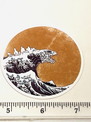 Godzilla Tidal Wave Waterproof Laptop Phone Skateboard Sticker Card-image