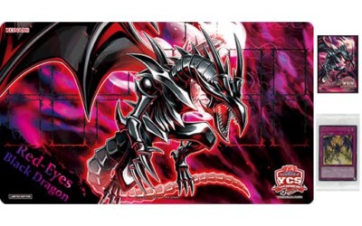 Yugioh Red-Eyes Black Dragon DuelSet YCSJ 2022 Yokohama Playmat Sleeve Card NEW-image