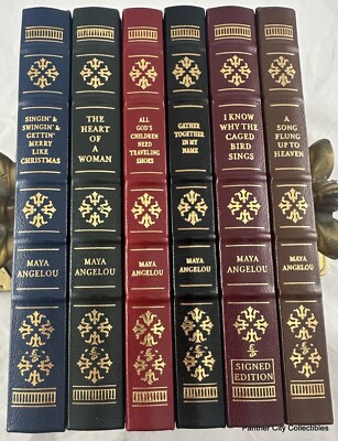 Signed w COA Easton Press 6v Maya Angelou Set I Know Why The Caged Bird Sings +-image