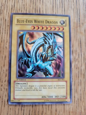 Blue-Eyes White Dragon 1st Edition Yugioh Card - Holographic Rare VLP Konami 001-image