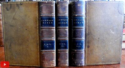 Cottage Bible 1830 Testaments by Williams diced leather set 3 vols. w/ 4 maps-image