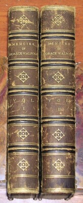 HORACE WALPOLE & Contemporaries Memoirs 2 Volume Leather Set 1851 1852 Warburton-image