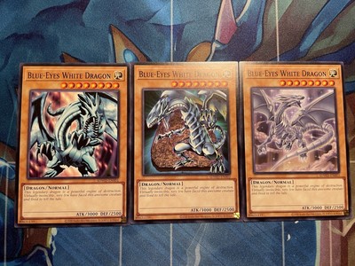 3x NM Blue-Eyes White Dragon SDWD-EN001, SDWD-EN002, SDWD-EN003 One of Each Art-image
