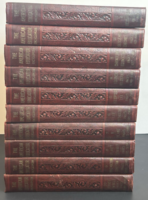 THE AMERICAN EDUCATOR ENCYCLOPEDIA - Complete 10 volume set - Vtg 1943, leather-image