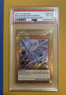 Yugioh Blue Eyes White Dragon (Gold Secret Rare) MVP1-ENGV4 - PSA 8-image