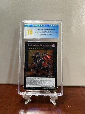 Yugioh Red-Eyes Flare Metal Dragon PGL3-EN078 Gold Rare 1st Ed CGC 10 Pristine-image