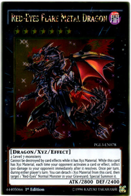 Yugioh! LP Red-Eyes Flare Metal Dragon - PGL3-EN078 - Gold Rare - 1st Edition Li-image